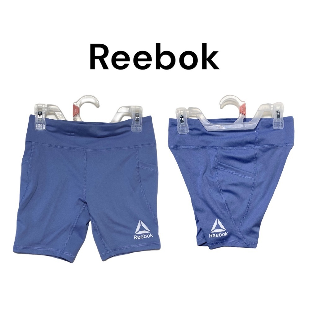 NWOT Reebok Girls Blue Compression Bike Shorts w/ Side Pockets Size M (7/8)